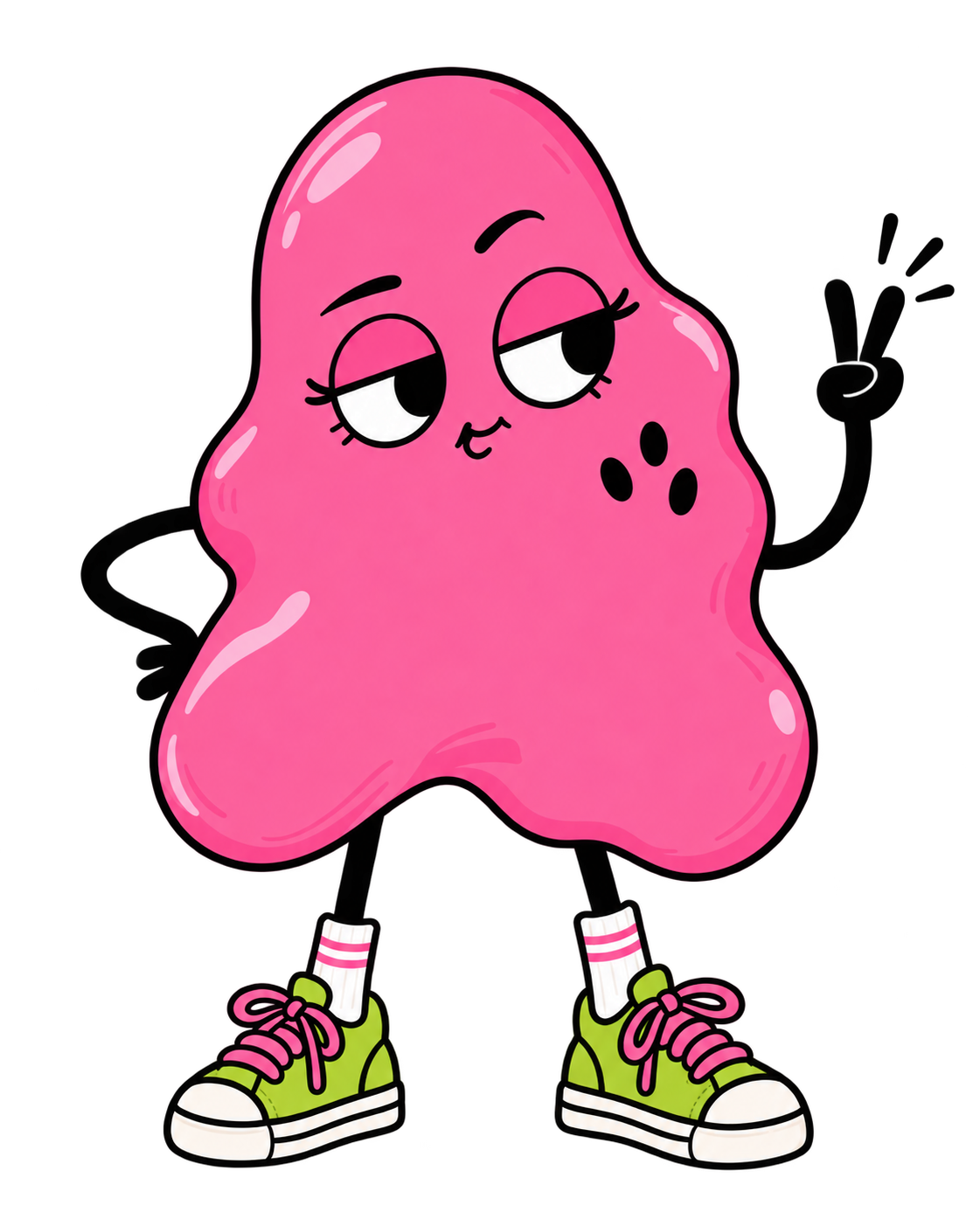 Mimi, Nyumi's sassy pink wellness mascot